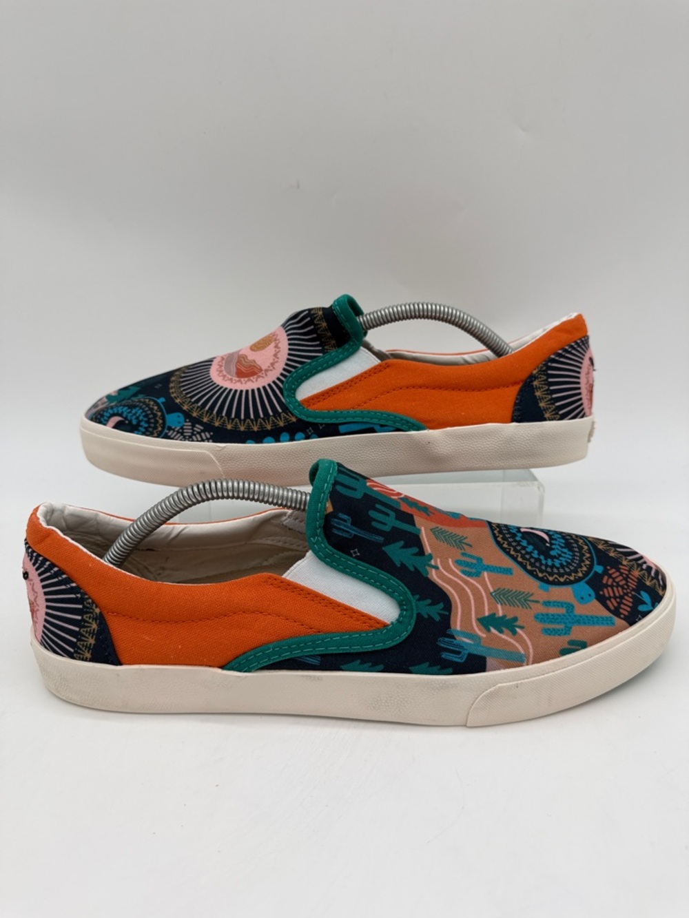 inkkas Socorro Slip On Sneakers Mens Size 10.0 Women's 12  Navy Orange Teal Pink